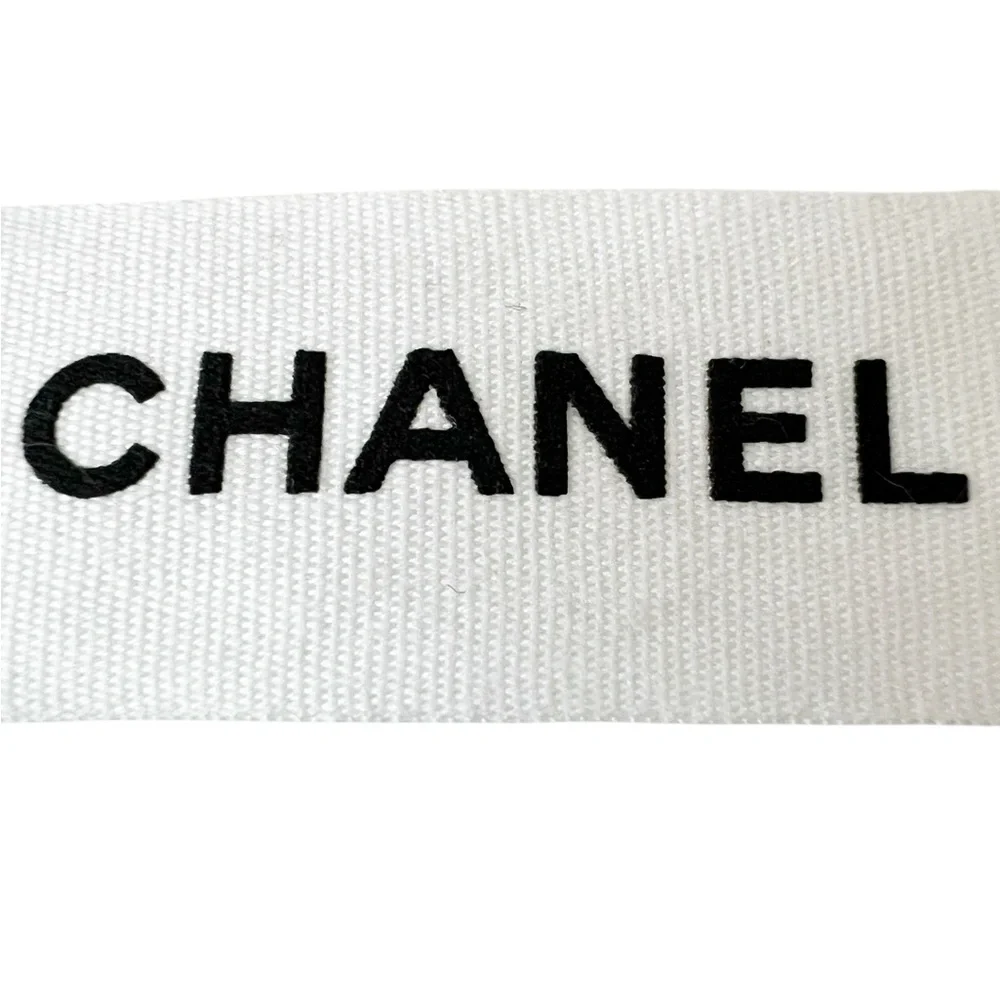 CHANEL Gift Wrap Ribbon White Black 92